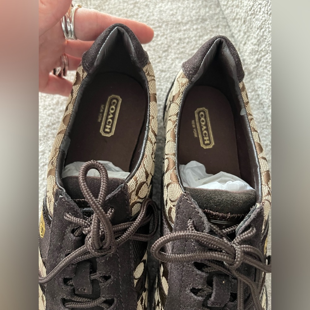 Coach Kathleen Signature Sneakers women size 8.5 tan brown - Picture 5 of 11